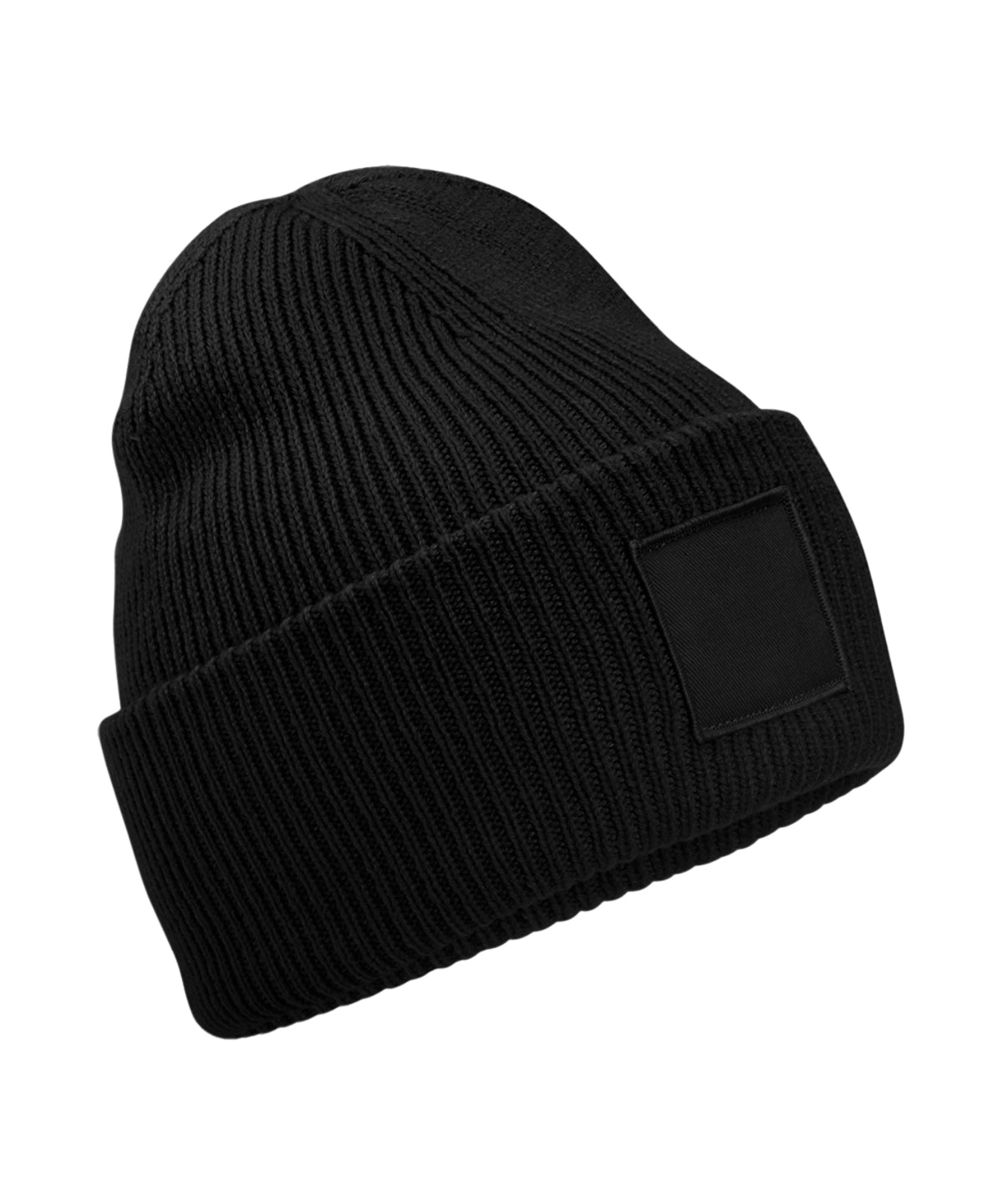 Deep cuffed tonal patch beanie