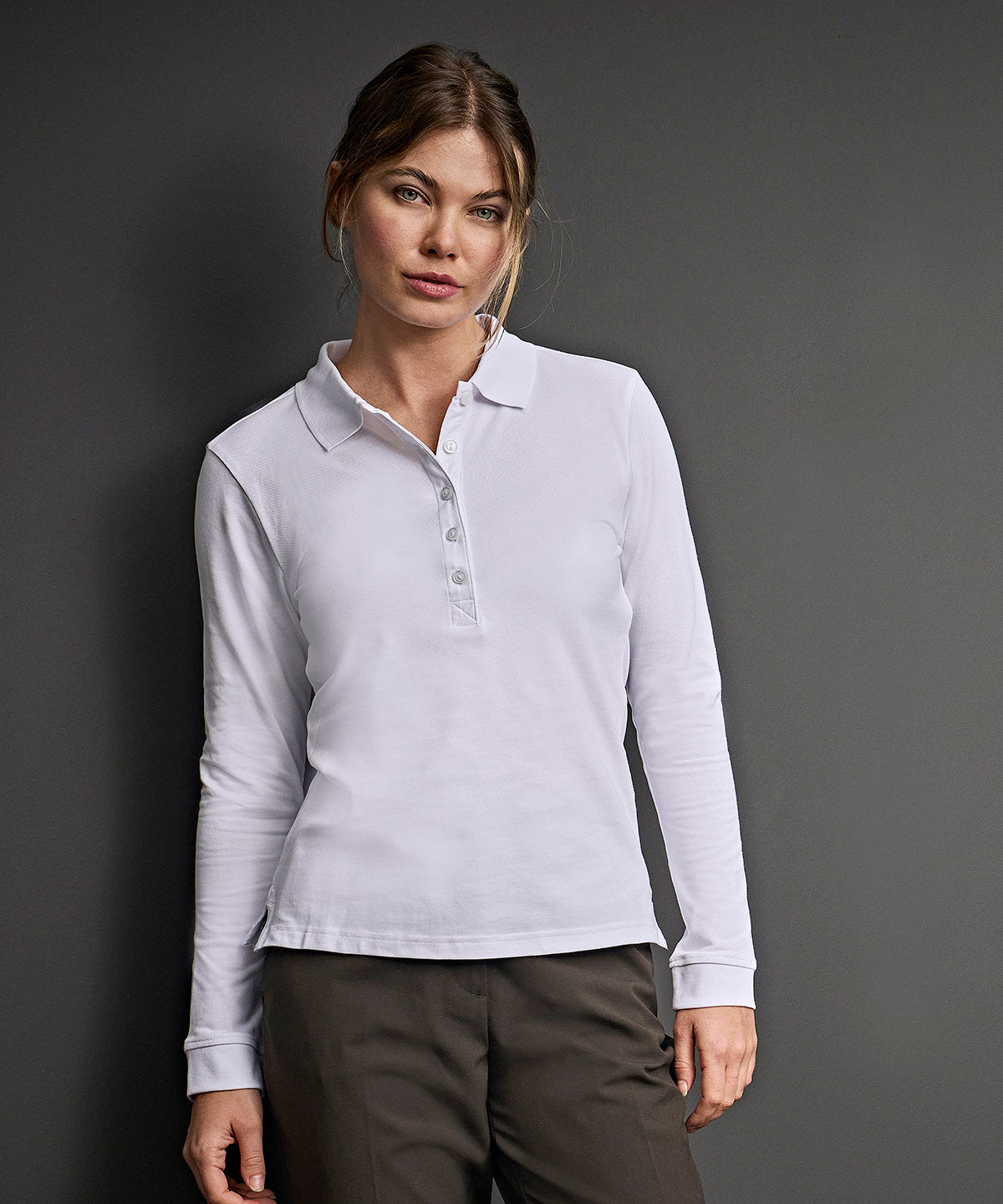 Women's luxury stretch long sleeve polo (146)
