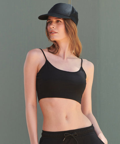 Women's sustainable fashion cropped cami top with adjustable straps